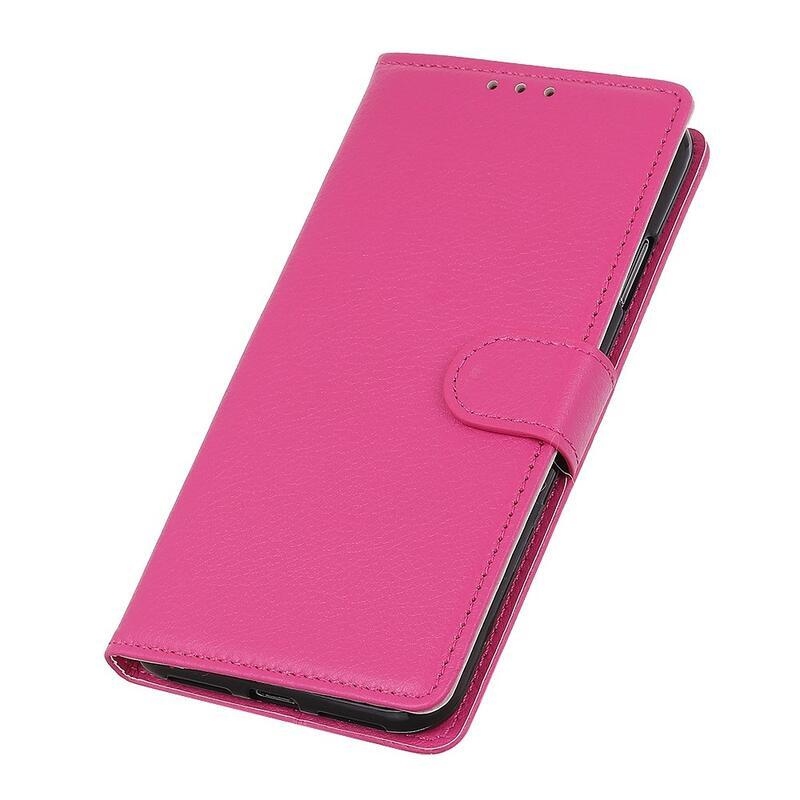 Litchi PU bőr pénztárca tok Xiaomi 12T/12T Pro - rózsaszínű