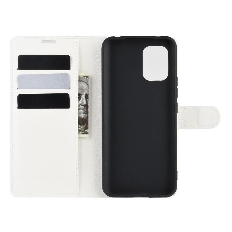 Litchi PU bőr pénztárca tok Xiaomi Mi 10 Lite-hoz - fehér