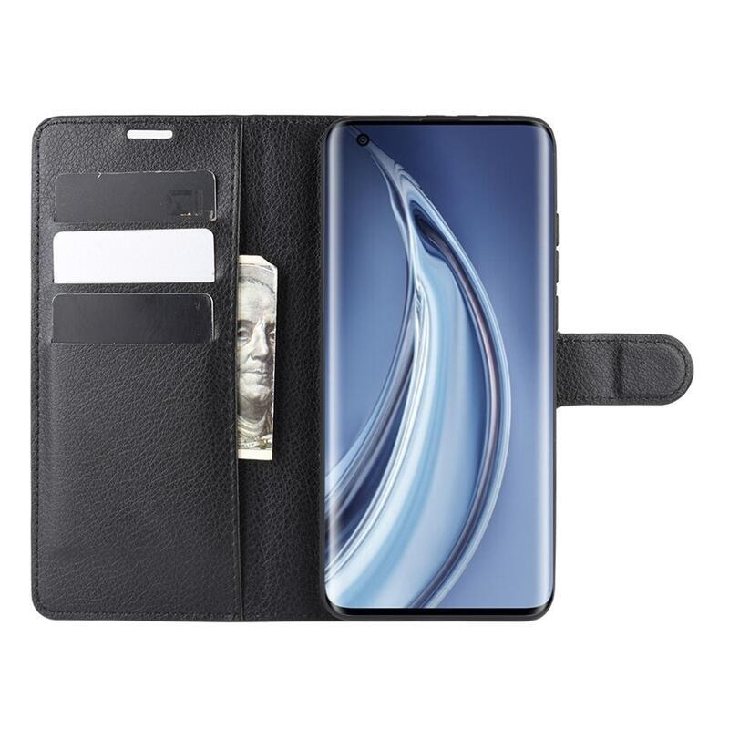 Litchi PU bőr pénztárca tok Xiaomi Mi 10/Mi 10 Pro - fekete