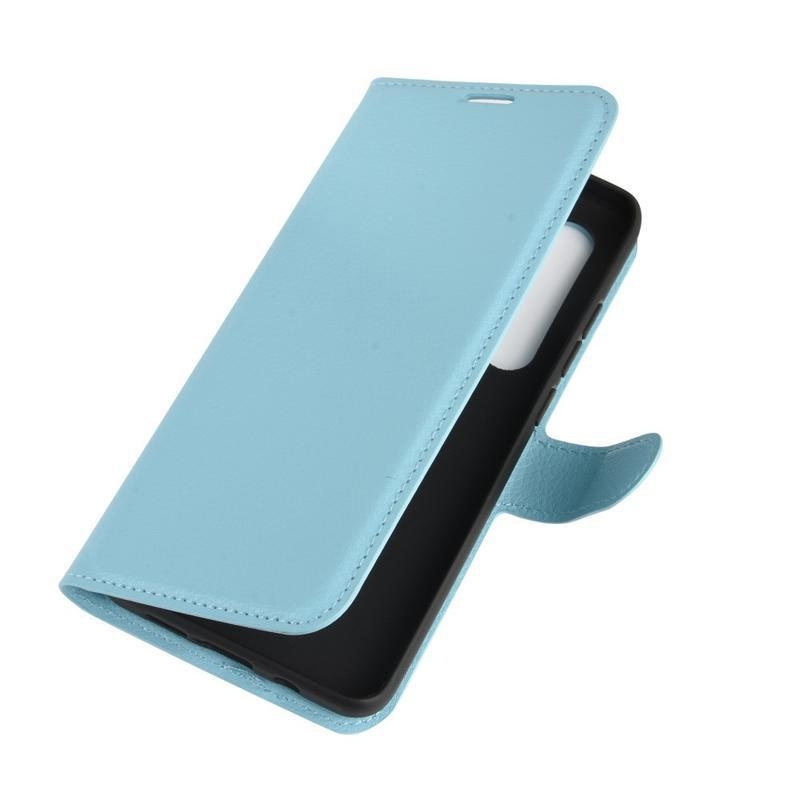Litchi PU bőr pénztárca tok Xiaomi Mi Note 10 Lite-hoz - kék