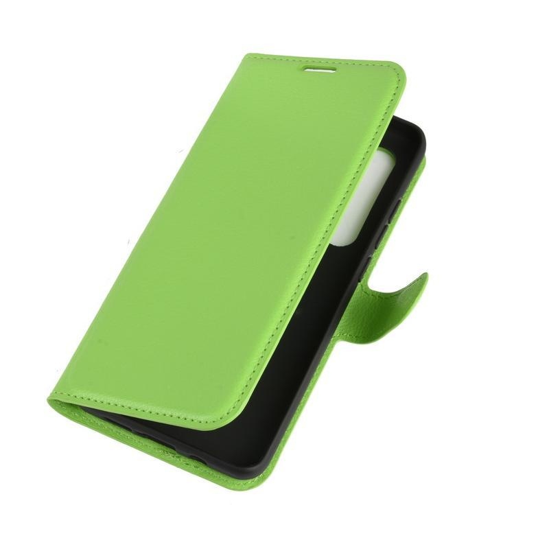 Litchi PU bőr pénztárca tok Xiaomi Mi Note 10 Lite-hoz - zöld
