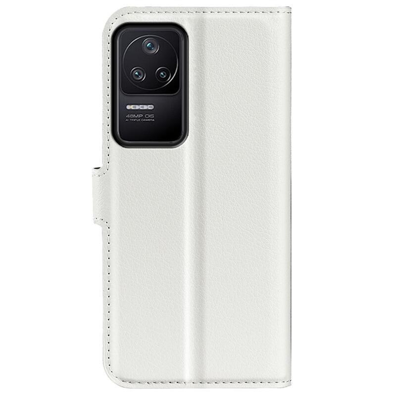 Litchi PU bőr pénztárca tok a Xiaomi Poco F4 5G-hez - fehér