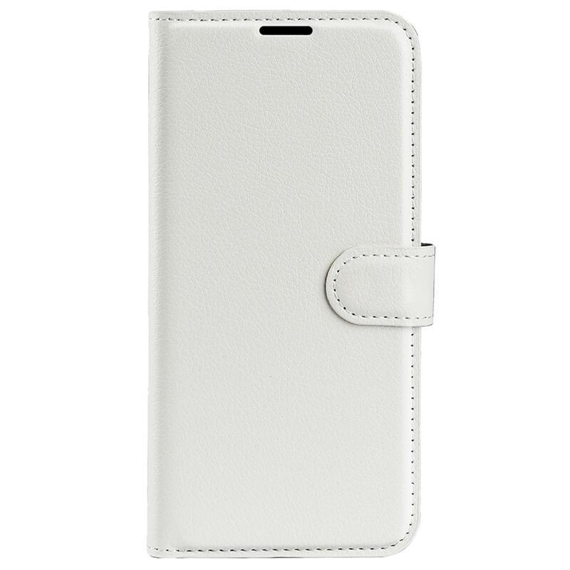 Litchi PU bőr pénztárca tok a Xiaomi Poco F4 5G-hez - fehér