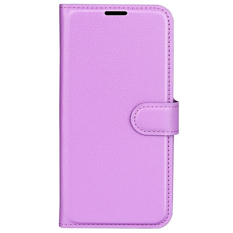 Litchi PU bőr pénztárca tok a Xiaomi Poco F4 5G-hez - lila