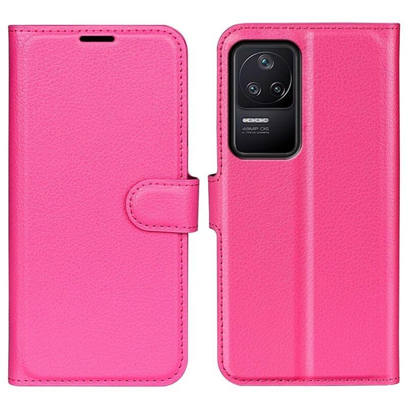 Litchi PU bőr pénztárca tok Xiaomi Poco F4 5G - rózsa