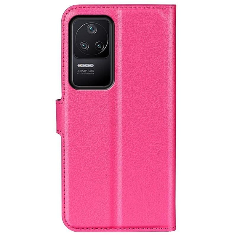 Litchi PU bőr pénztárca tok Xiaomi Poco F4 5G - rózsa