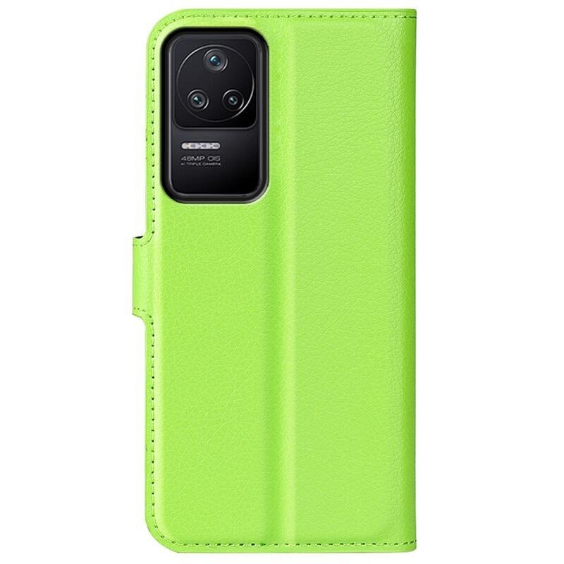 Litchi PU bőr pénztárca tok a Xiaomi Poco F4 5G-hez - zöld