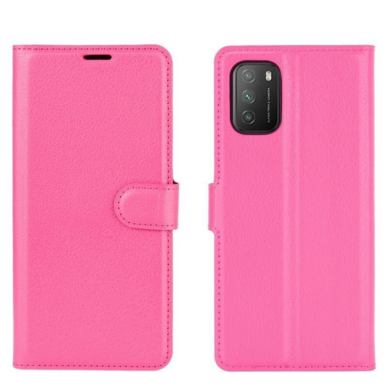 Litchi PU bőr pénztárca tok Xiaomi Poco M3 - rózsa