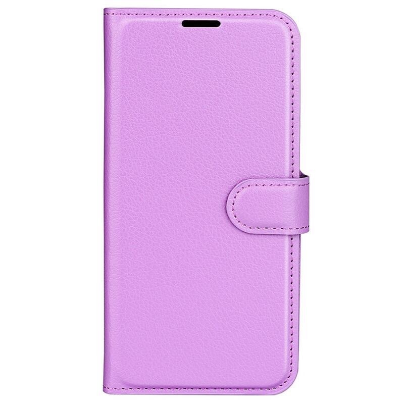 Litchi PU bőr pénztárca tok a Xiaomi Poco M4 5G számára - lila