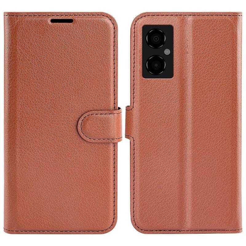 Litchi PU bőr pénztárca tok Xiaomi Poco M4 5G - barna