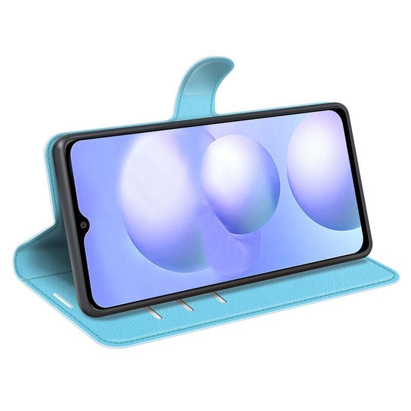 Litchi PU bőr pénztárca tok Xiaomi Poco M4 5G - kék
