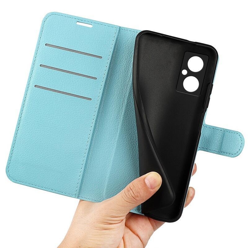 Litchi PU bőr pénztárca tok Xiaomi Poco M4 5G - kék