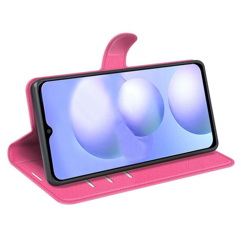 Litchi PU bőr pénztárca tok Xiaomi Poco M4 5G - rózsa