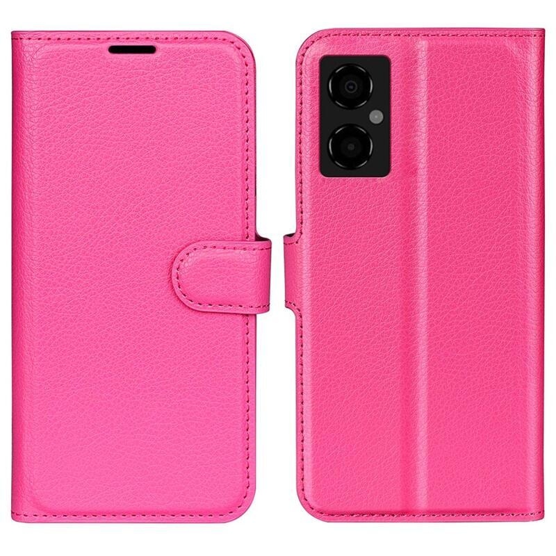 Litchi PU bőr pénztárca tok Xiaomi Poco M4 5G - rózsa