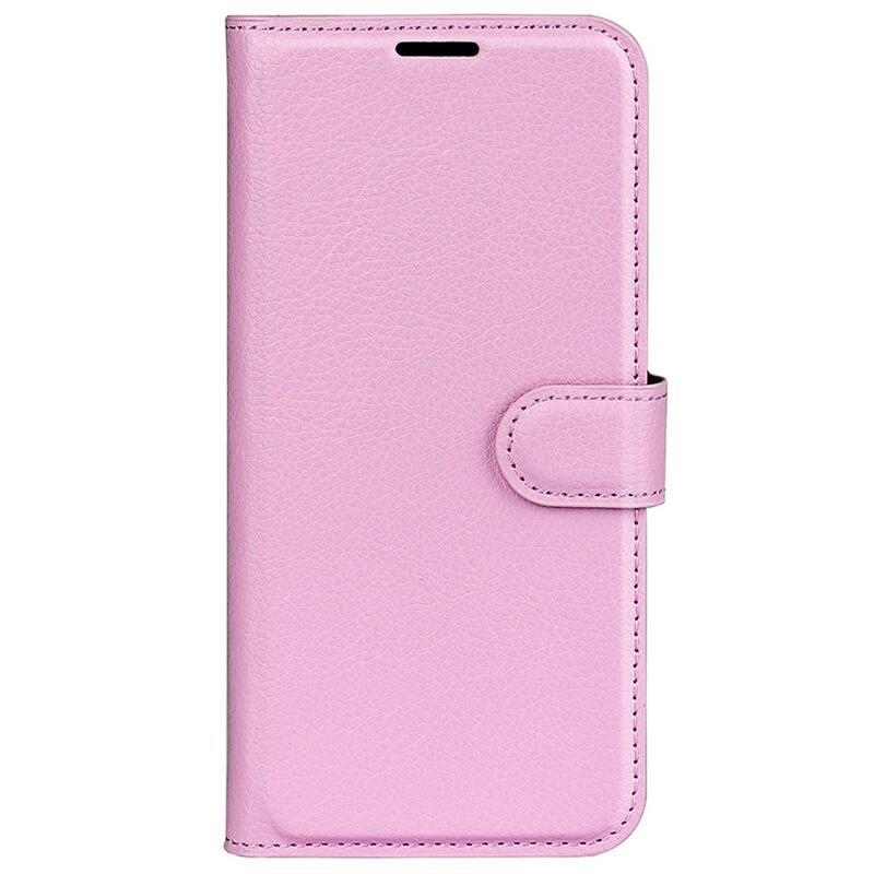 Litchi PU bőr pénztárca tok Xiaomi Poco M4 5G - rózsaszínű