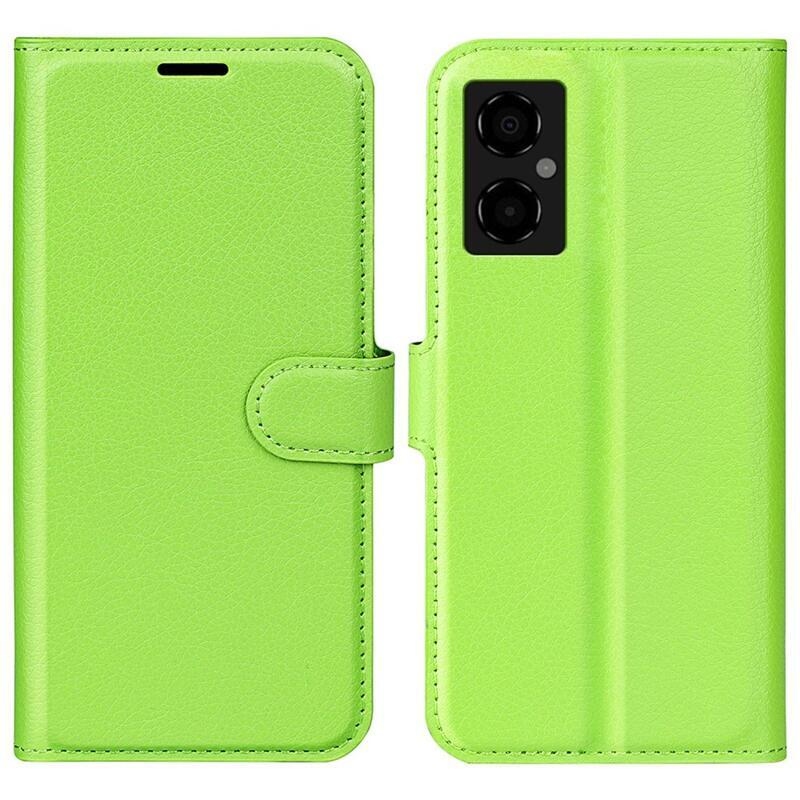 Litchi PU bőr pénztárca tok a Xiaomi Poco M4 5G-hez - zöld