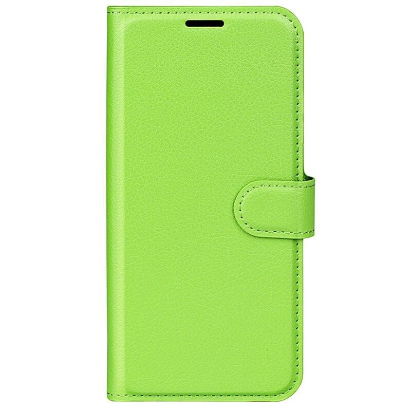 Litchi PU bőr pénztárca tok a Xiaomi Poco M4 5G-hez - zöld