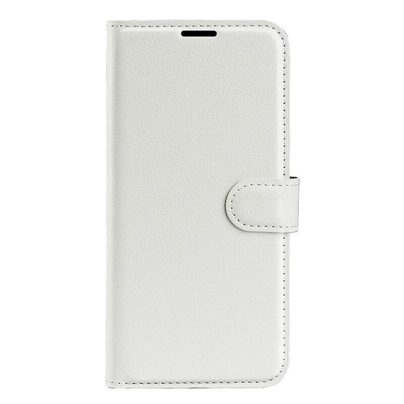 Litchi PU bőr pénztárca tok a Xiaomi Poco M4 Pro 4G-hez - fehér