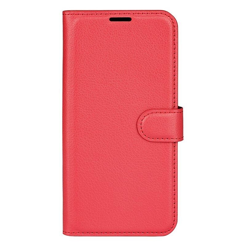 Litchi PU bőr pénztárca tok a Xiaomi Poco M4 Pro 4G-hez - piros