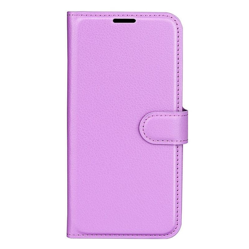 Litchi PU bőr pénztárca tok a Xiaomi Poco M4 Pro 4G-hez - lila
