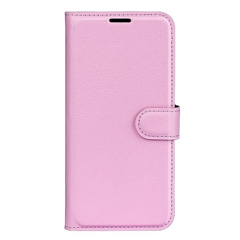 Litchi PU bőr pénztárca tok a Xiaomi Poco M4 Pro 4G-hez - rózsaszínű