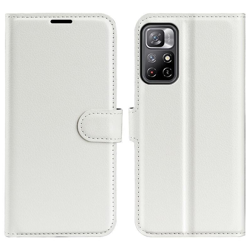 Litchi PU bőr pénztárca tok Xiaomi Poco M4 Pro 5G/Redmi Note 11S 5G - fehér