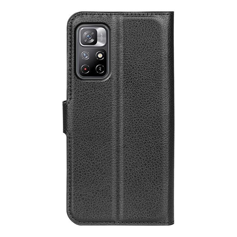 Litchi PU bőr pénztárca tok Xiaomi Poco M4 Pro 5G/Redmi Note 11S 5G - fekete