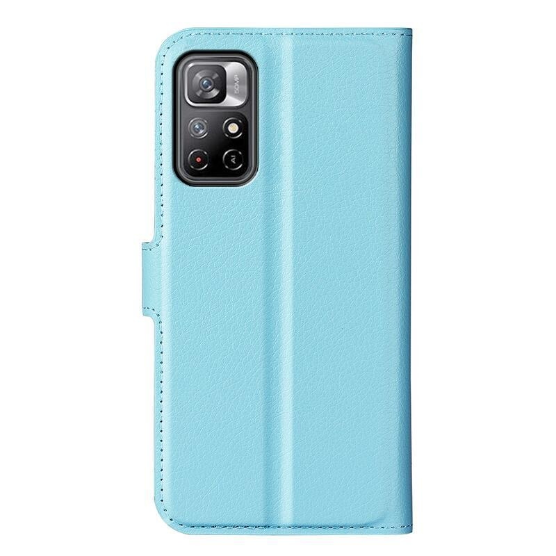 Litchi PU bőr pénztárca tok Xiaomi Poco M4 Pro 5G/Redmi Note 11S 5G - kék