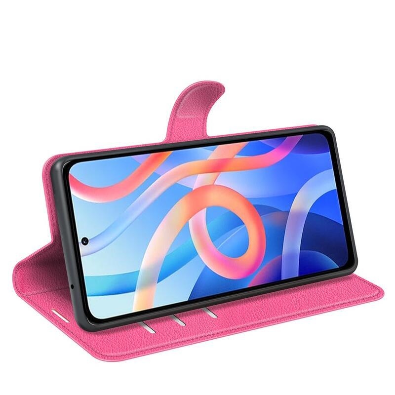 Litchi PU bőr pénztárca tok Xiaomi Poco M4 Pro 5G/Redmi Note 11S 5G - rózsaszínű