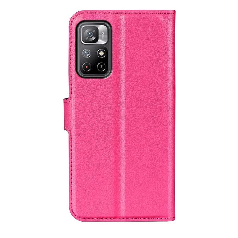 Litchi PU bőr pénztárca tok Xiaomi Poco M4 Pro 5G/Redmi Note 11S 5G - rózsaszínű