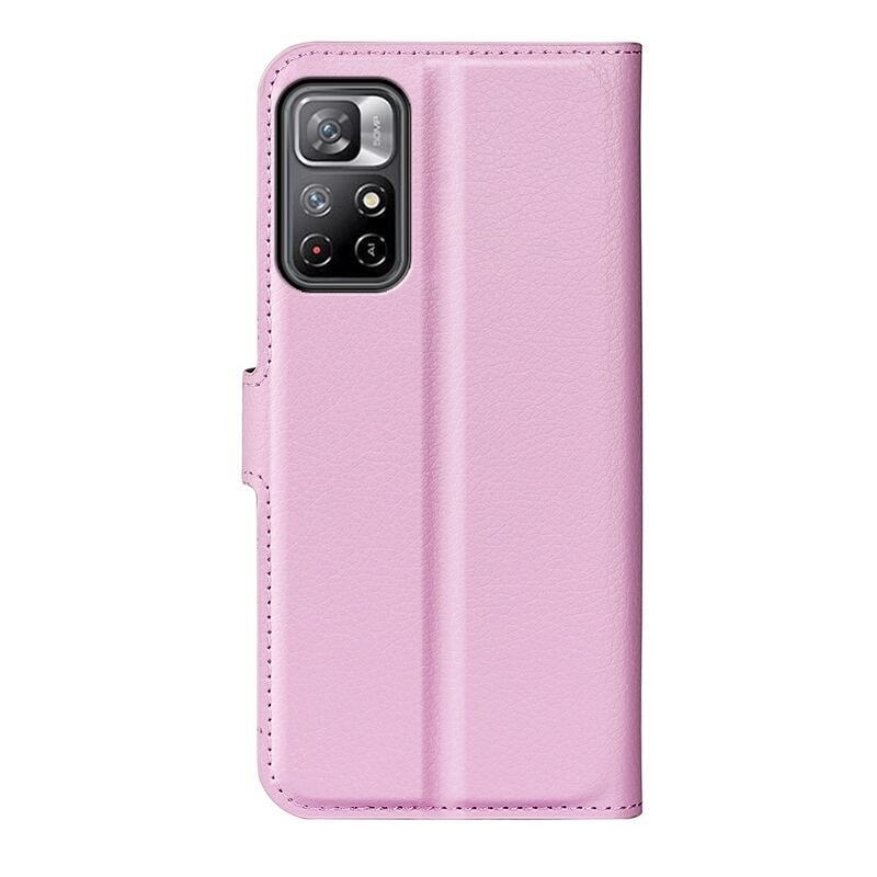 Litchi PU bőr pénztárca tok Xiaomi Poco M4 Pro 5G/Redmi Note 11S 5G - rózsaszínű