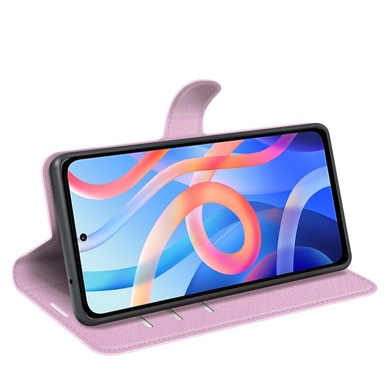 Litchi PU bőr pénztárca tok Xiaomi Poco M4 Pro 5G/Redmi Note 11S 5G - rózsaszínű