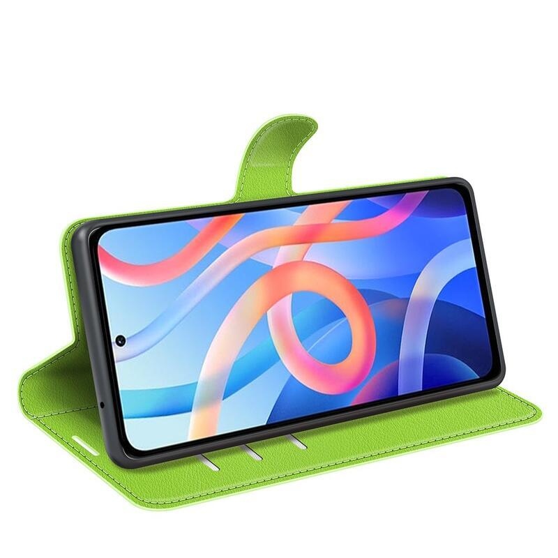 Litchi PU bőr pénztárca tok Xiaomi Poco M4 Pro 5G/Redmi Note 11S 5G - zöld