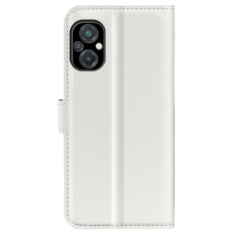 Litchi PU bőr pénztárca tok a Xiaomi Poco M5-hez - fehér