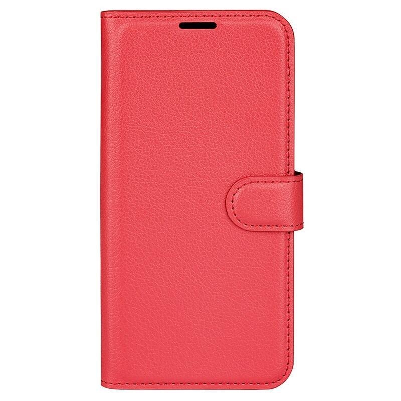 Litchi PU bőr pénztárca tok a Xiaomi Poco M5-hez - piros