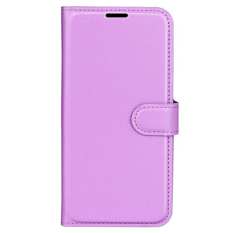 Litchi PU bőr pénztárca tok a Xiaomi Poco M5-hez - lila