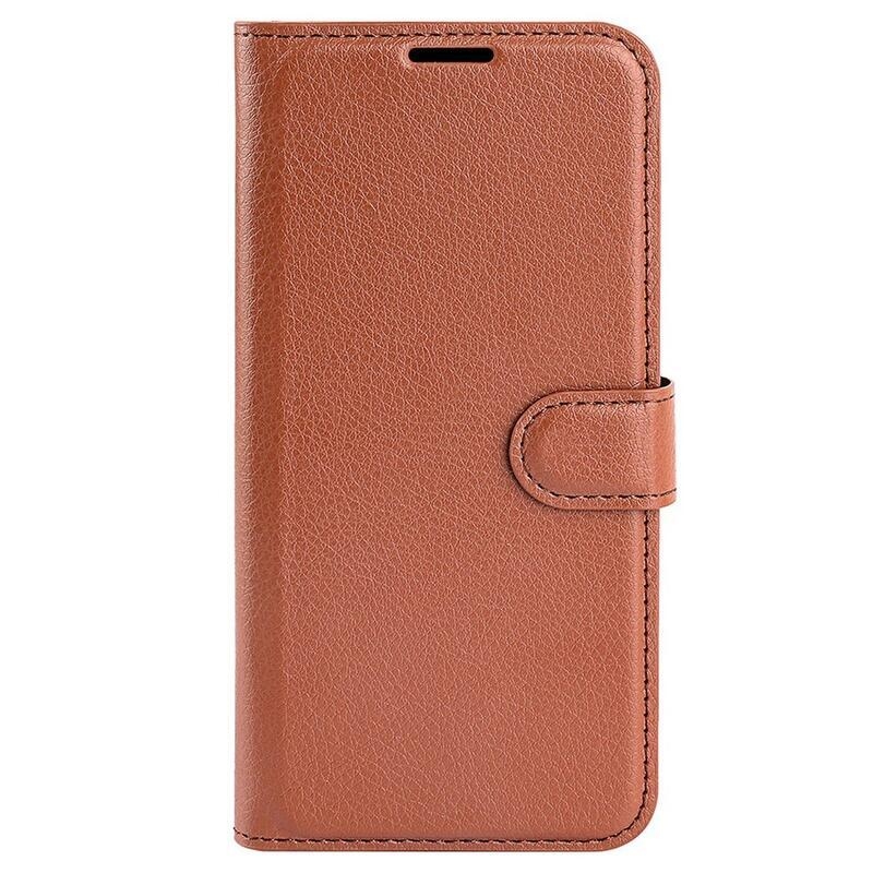 Litchi PU bőr pénztárca tok a Xiaomi Poco M5-hez - barna