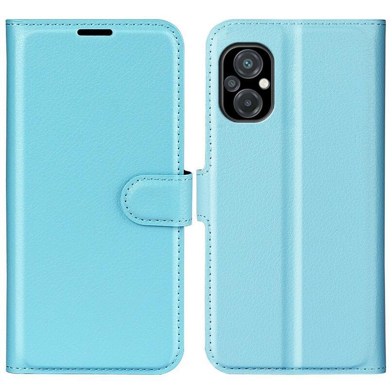 Litchi PU bőr pénztárca tok a Xiaomi Poco M5-hez - kék