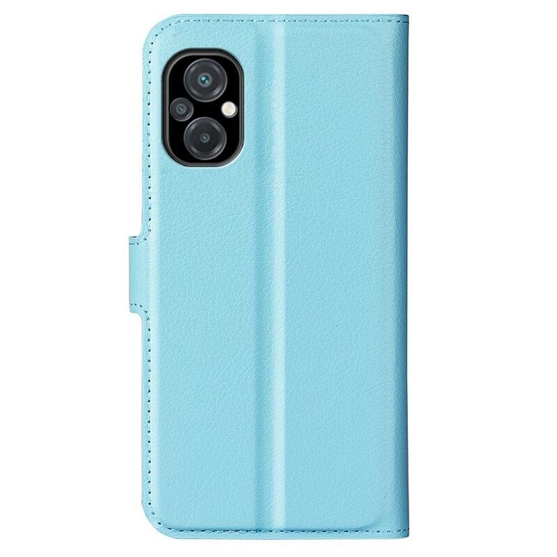 Litchi PU bőr pénztárca tok a Xiaomi Poco M5-hez - kék