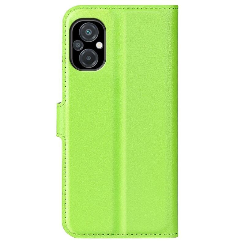Litchi PU bőr pénztárca tok a Xiaomi Poco M5-hez - zöld
