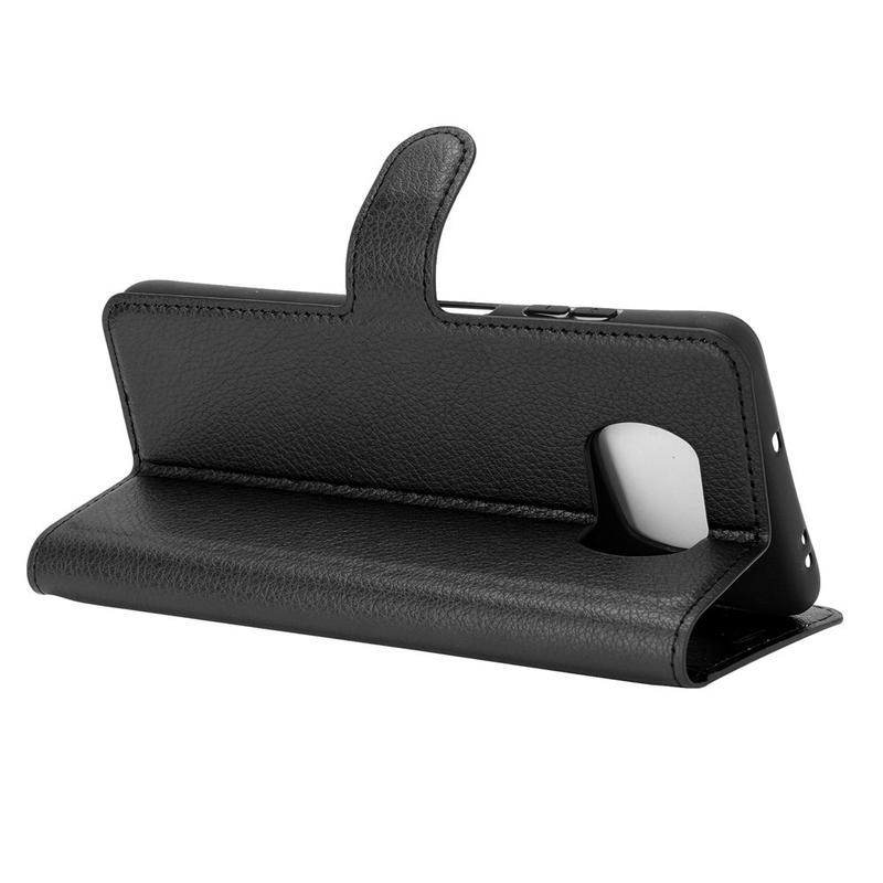 Litchi PU bőr pénztárca tok a Xiaomi Poco X3/X3 Pro számára - fekete