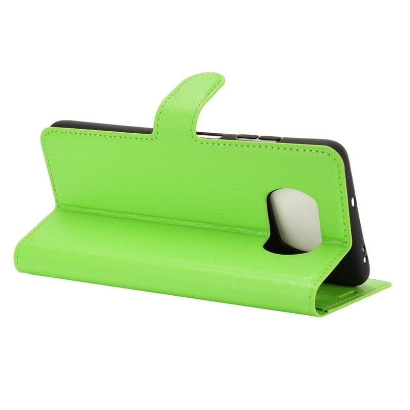 Litchi PU bőr pénztárca tok Xiaomi Poco X3/X3 Pro - zöld