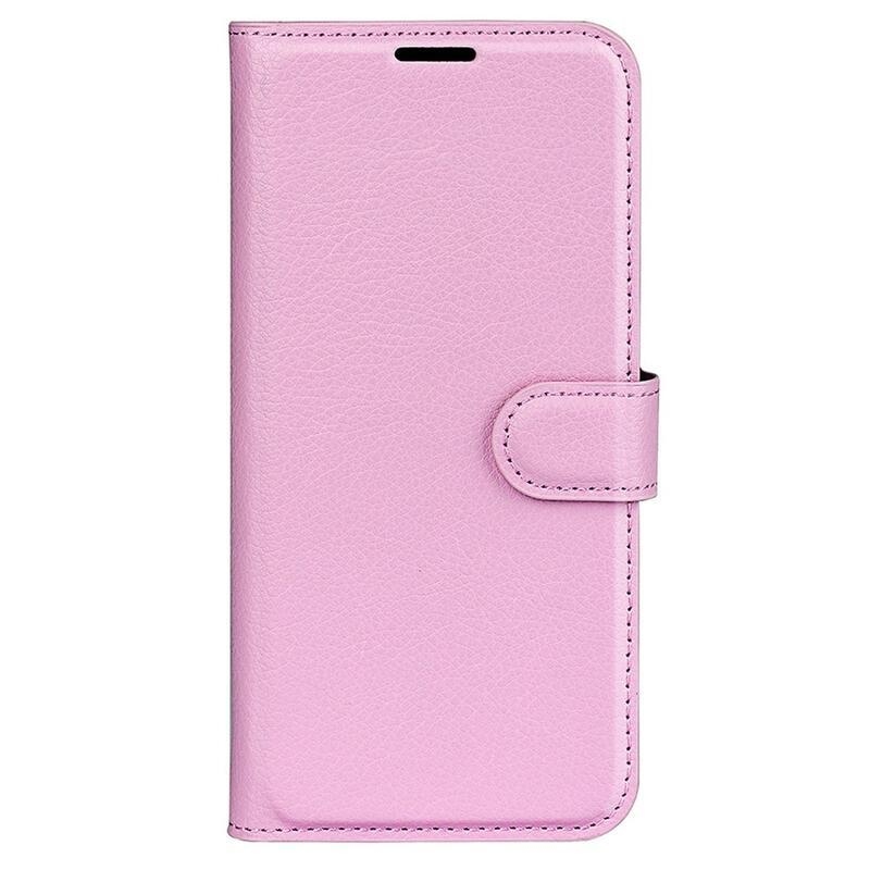 Litchi PU bőr pénztárca tok a Xiaomi Poco X4 Pro 5G számára - rózsaszínű