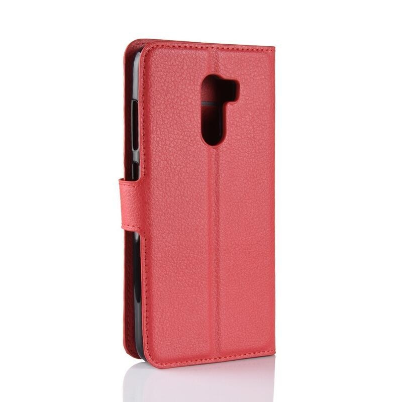 Litchi PU bőr pénztárca tok a Xiaomi Pocophone F1-hez - piros