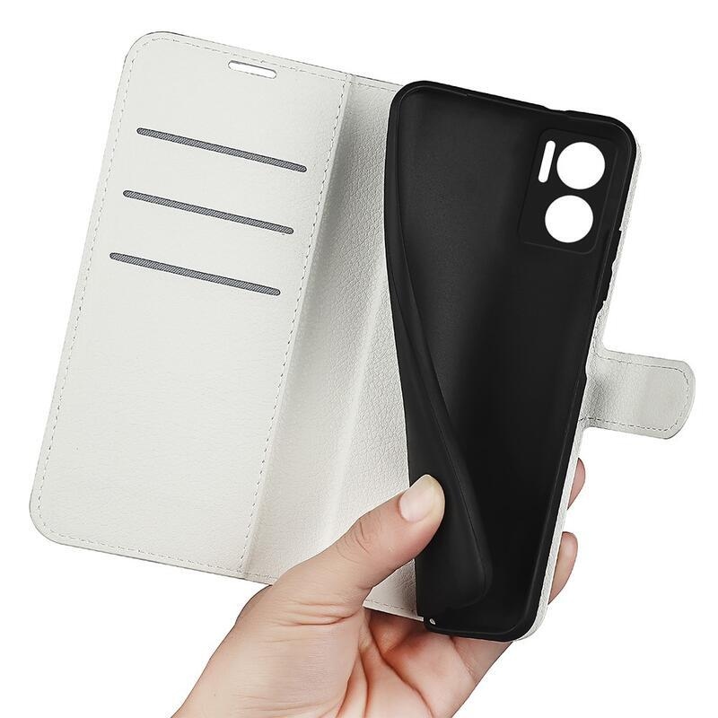 Litchi PU bőr pénztárca tok Xiaomi Redmi 10 5G - fehér