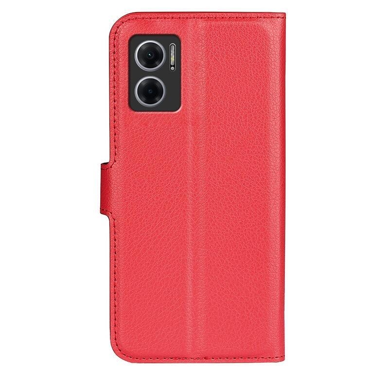 Litchi PU bőr pénztárca tok Xiaomi Redmi 10 5G - piros