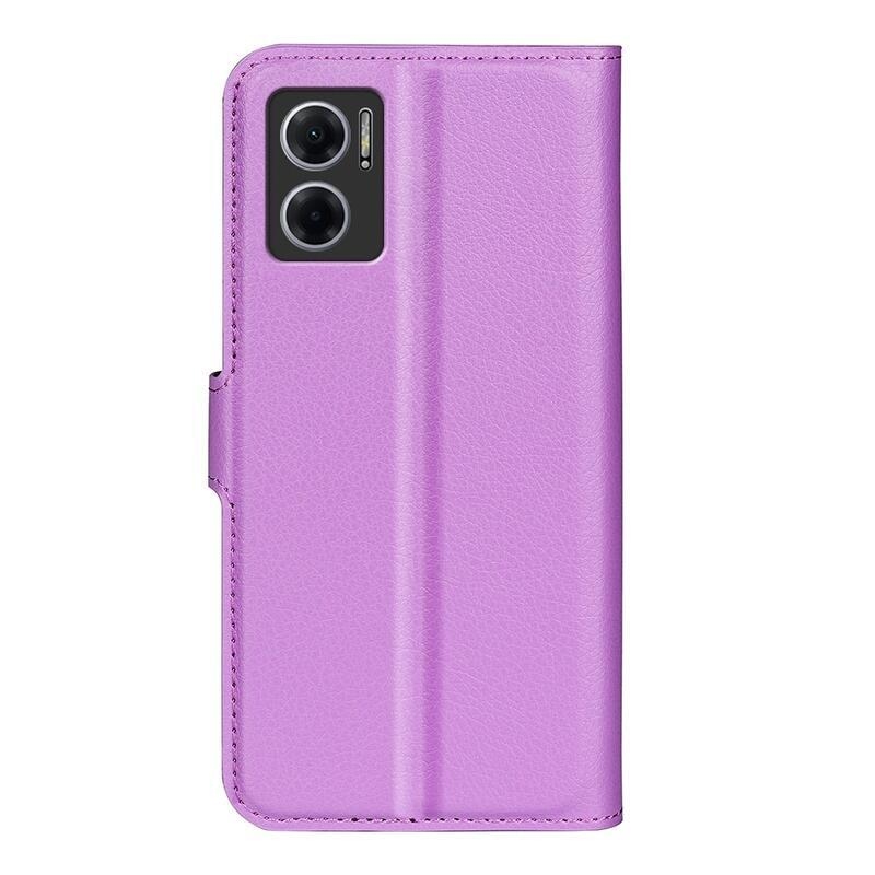 Litchi PU bőr pénztárca tok Xiaomi Redmi 10 5G - lila