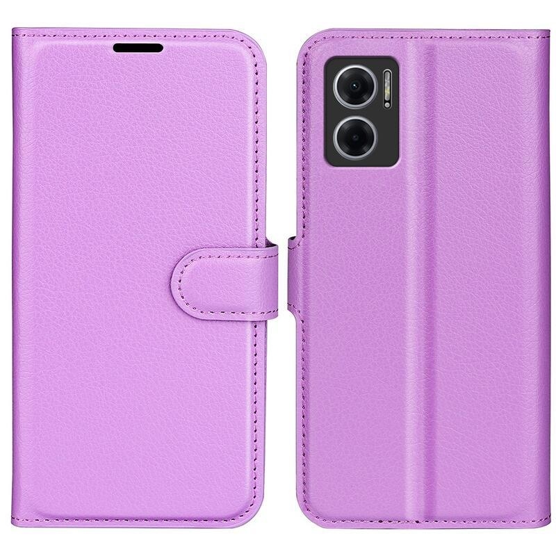 Litchi PU bőr pénztárca tok Xiaomi Redmi 10 5G - lila