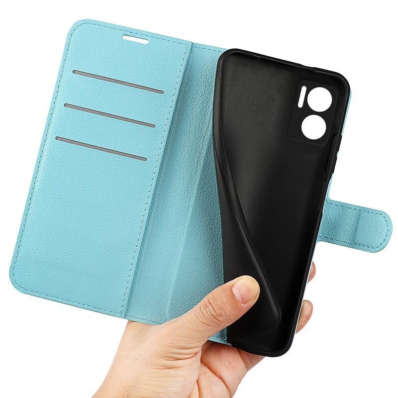 Litchi PU bőr pénztárca tok Xiaomi Redmi 10 5G - kék