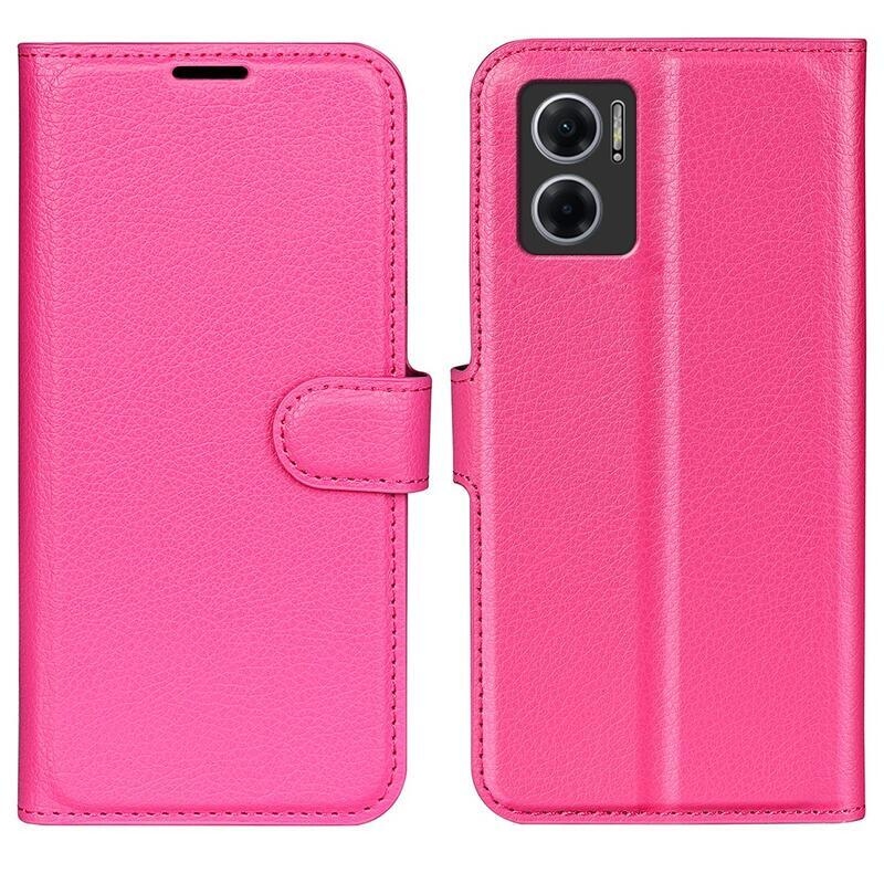 Litchi PU bőr pénztárca tok Xiaomi Redmi 10 5G - rózsa